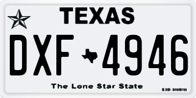 TX license plate DXF4946