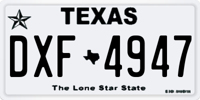 TX license plate DXF4947