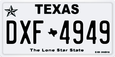 TX license plate DXF4949