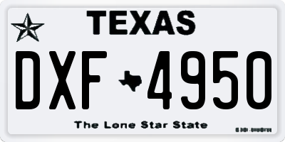 TX license plate DXF4950