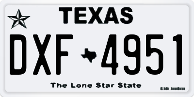 TX license plate DXF4951
