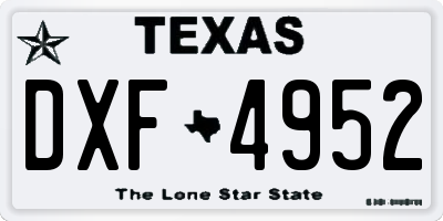 TX license plate DXF4952