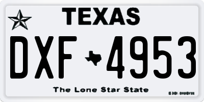 TX license plate DXF4953