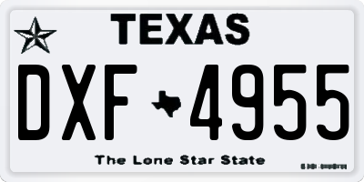 TX license plate DXF4955