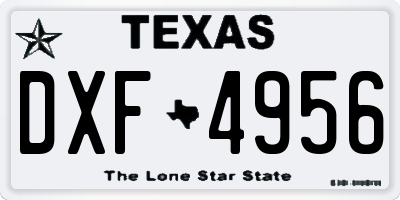 TX license plate DXF4956