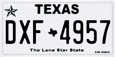 TX license plate DXF4957