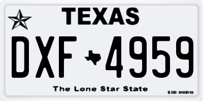 TX license plate DXF4959