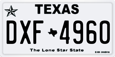 TX license plate DXF4960