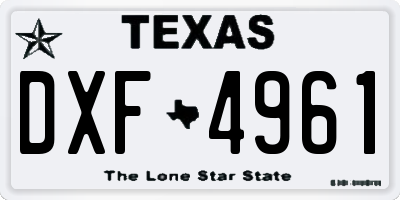 TX license plate DXF4961