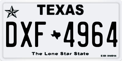 TX license plate DXF4964