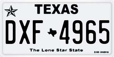 TX license plate DXF4965