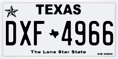 TX license plate DXF4966