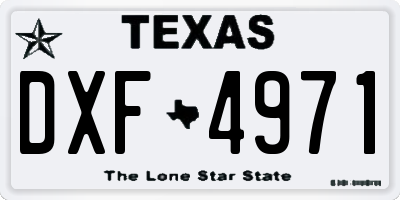 TX license plate DXF4971