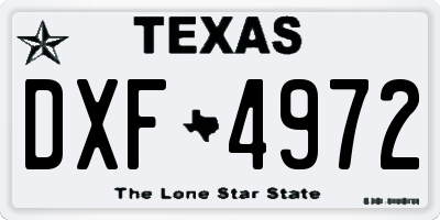 TX license plate DXF4972