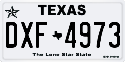 TX license plate DXF4973