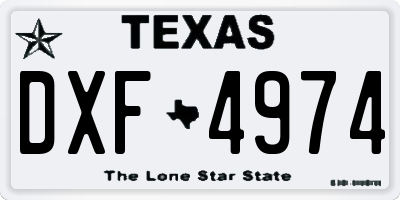 TX license plate DXF4974