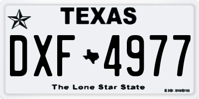 TX license plate DXF4977