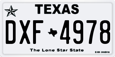 TX license plate DXF4978