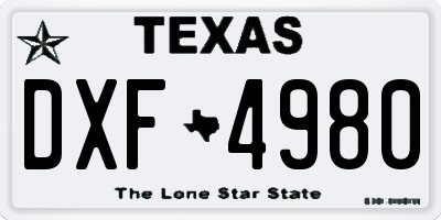 TX license plate DXF4980