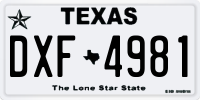 TX license plate DXF4981
