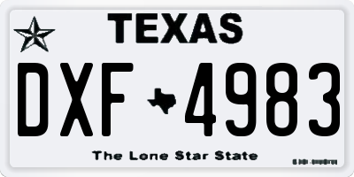TX license plate DXF4983
