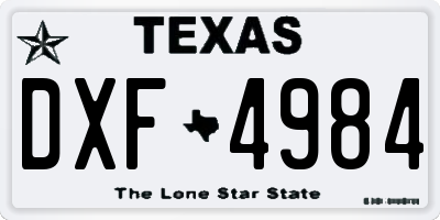 TX license plate DXF4984