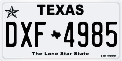 TX license plate DXF4985
