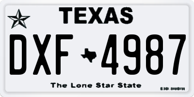 TX license plate DXF4987