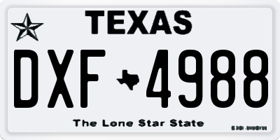 TX license plate DXF4988
