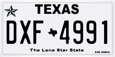 TX license plate DXF4991