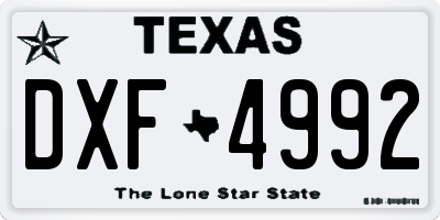 TX license plate DXF4992