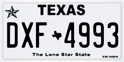 TX license plate DXF4993