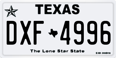 TX license plate DXF4996