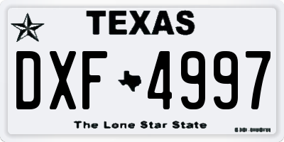 TX license plate DXF4997