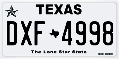 TX license plate DXF4998