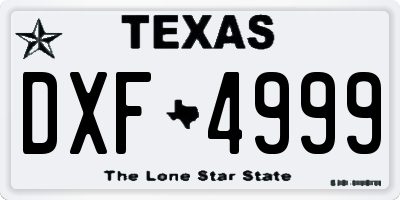 TX license plate DXF4999