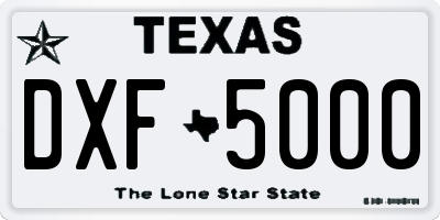 TX license plate DXF5000