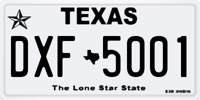 TX license plate DXF5001