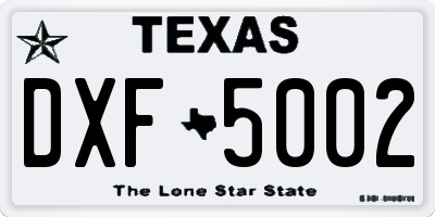 TX license plate DXF5002