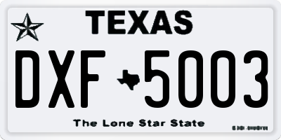 TX license plate DXF5003