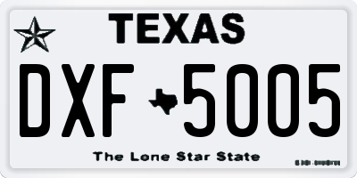 TX license plate DXF5005