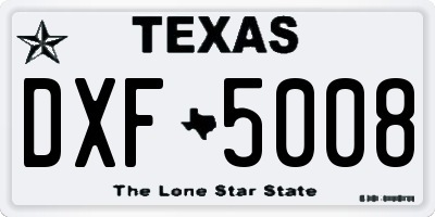 TX license plate DXF5008