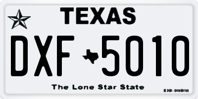 TX license plate DXF5010