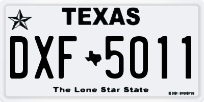 TX license plate DXF5011