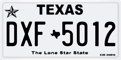 TX license plate DXF5012