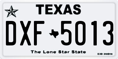 TX license plate DXF5013