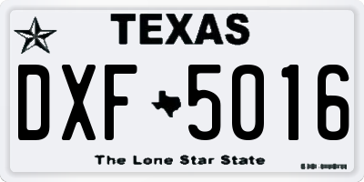 TX license plate DXF5016