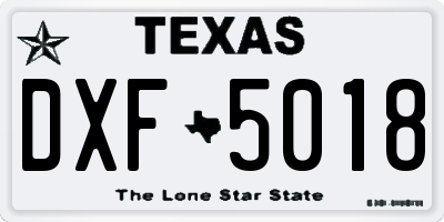 TX license plate DXF5018