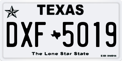 TX license plate DXF5019