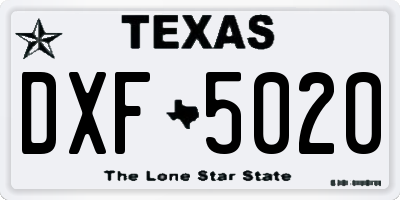 TX license plate DXF5020